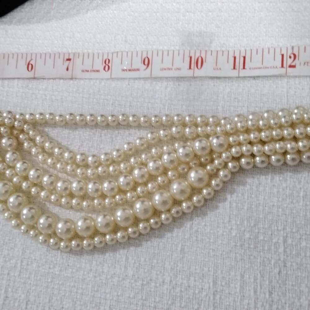 Vintage Faux Pearls Beads necklace 18" length Chocked Chunky Elegant Classic 001 - Picture 14 of 14